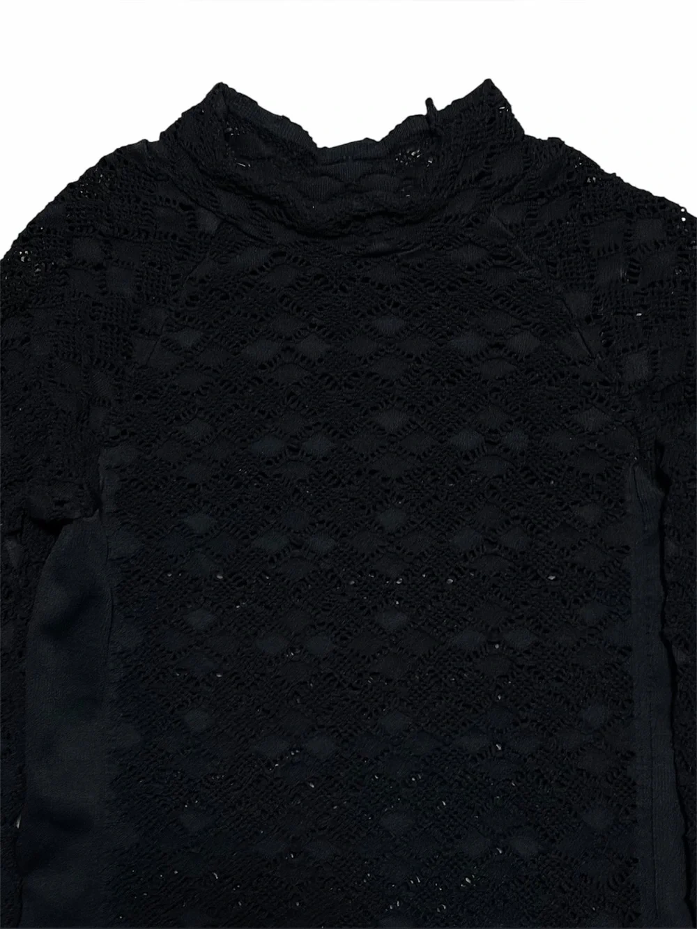 FREE PEOPLE Black Diamond Lace Mockneck Top